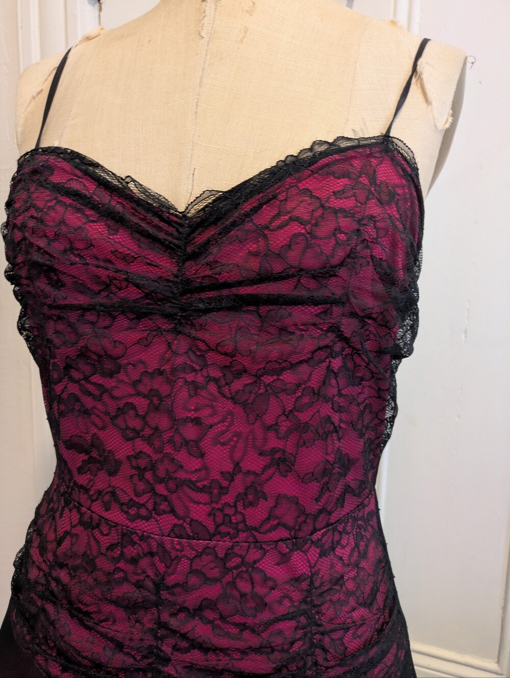 Vintage Betsey Johnson Lace-Overlay Midi Party Dress 90s Large Rare HTF - Picture 5 of 16